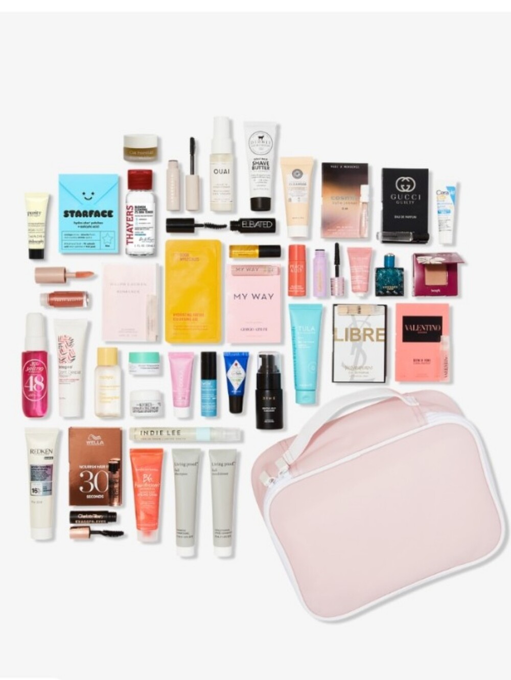 41-Piece Beauty Bag Set with Pink Cosmetic Case